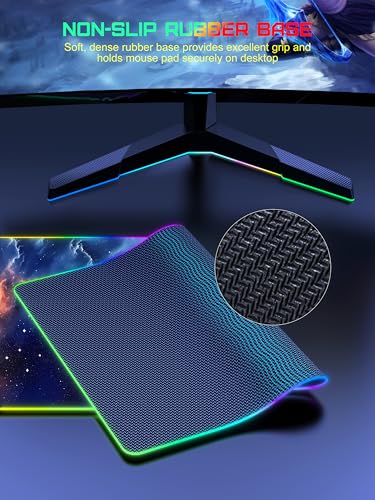 TopMade Wireless Charging Mouse Pad, RGB Gaming Mousepad, 35.4" x 15.8" Extra Large Waterproof Keyboard Desk Pad, Computer Desk Mat, Blue Nebula (Includes 20W PD Power Adapter & 6.56ft Woven Cable) - color: RGB Blue Nebula-35.4"x15.8"-with Adapter