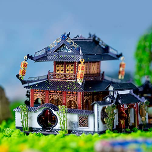 MU 3D Metal Puzzle for Adult Chinese Landscape Architecture Suzhou Style Gardens, DIY Miniature Model Kits for Beginner Building Birthday Gift, 110pcs - color: Suzhou Style