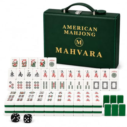 American Mahjong Set | Complete Mahjong Game Set with 166 Mahjong Tiles, Carrying Case & 2 Dice | Traditional Mahjong Tile Set | Mah Jongg Sets for 2-4 Players