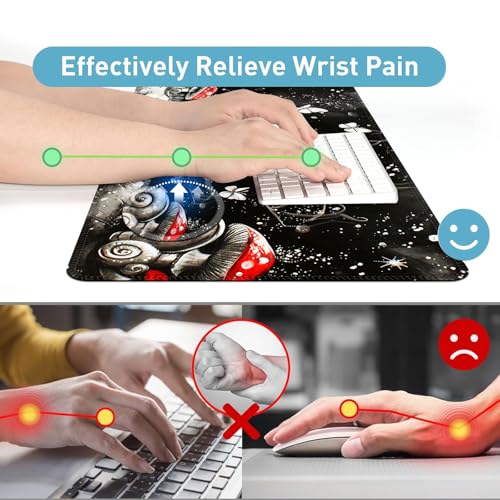 Large Mouse Pad and Keyboard Wrist Rest, Desk Pad for Keyboard and Mouse, 4-in-1 Large Gaming Mouse Pad with Wrist Support, Desk Mat for Home Office Study Game,Mushrooms Snails Butterflies - color: Mushrooms Snails Butterflies