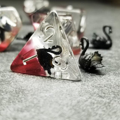 Sage's Portal Animal Familiars Resin DND Dice Set Polyhedral Dice Set for Dungeons and Dragons RPG Pathfinder Tabletop TTRPG (Black Swan) - color: Black Swan, style: Dice Set Only