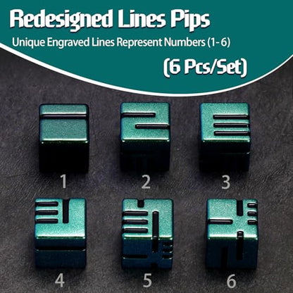 D6 Metal Dice, 16mm 6 Sided Dice Set, ZHOORQI 6Pcs/Set Tech-Themed New Concept Glittery Lines D6 Dice for DND, Tabletop RPGs Gifts（D6-Retro Green） - color: D6-retro Green