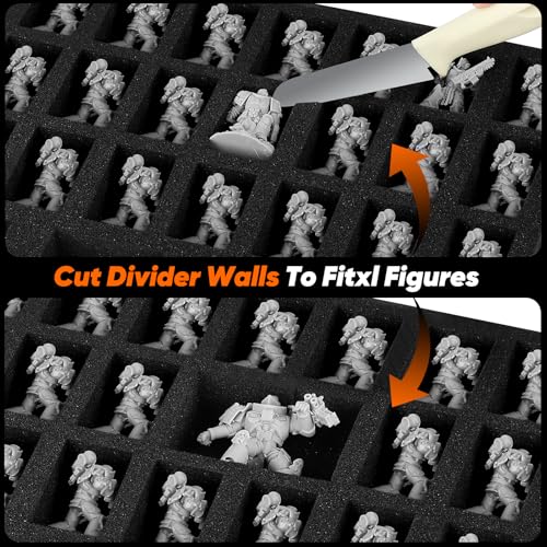 Miniature Storage Carrying Figure Case - 50 Slot Figurine Minature Carrying Case with 2 Foam Layer for Miniatures Compatible with 40k, DND & More (Transparent) - color: Transparent