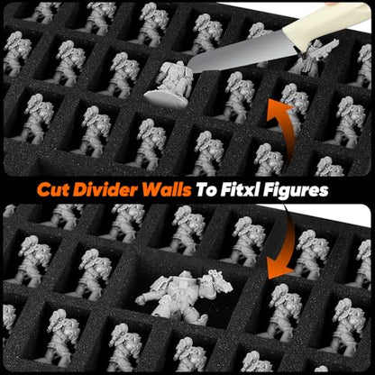 Miniature Storage Carrying Figure Case - 50 Slot Figurine Minature Carrying Case with 2 Foam Layer for Miniatures Compatible with 40k, DND & More (Transparent) - color: Transparent