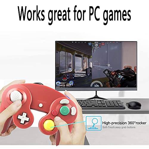 Reiso Classic NGC Wired USB Controller for Windows PC MAC (Red) - color: Red