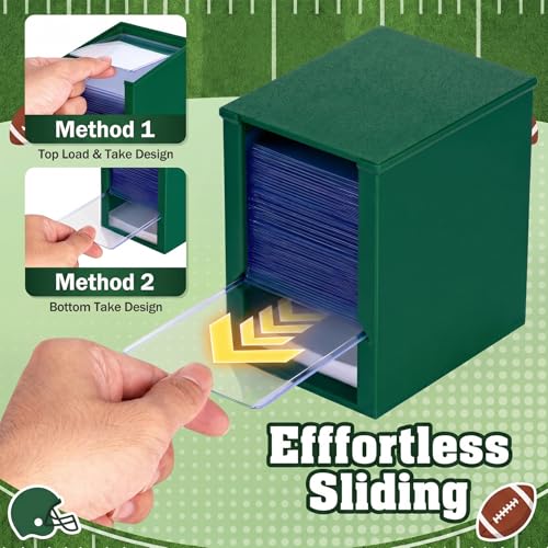 Toploader Dispenser & Penny Sleeve Holder - Dual Compartment Holds 250 Penny Sleeves & up to 50 Top Loaders, Stackable Card Storage Box with Dustproof Lid (Green) - color: Green