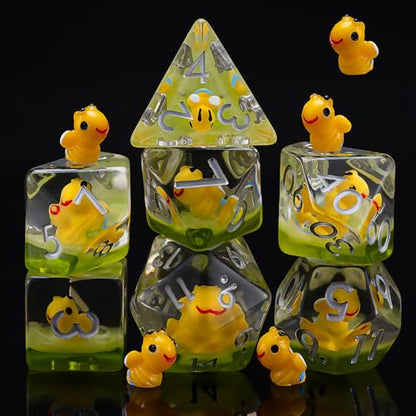D&D Bee Dice Set, Honeybee Resin Polyhedral Dice for Dungeons and Dragons, RPG, MTG DND 7-DIE (D4, D6, D8, D10, D12, D20, D%) for Ages 15 and Up - color: Bee