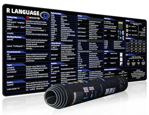 excovip Shortcuts Mouse Pad for R -Extended Large Cheat Sheet Mousepad PC Office Spreadsheet Keyboard Mouse Mat Non-Slip Stitched Edge 80x30x0.2 cm 0484 - color: for R