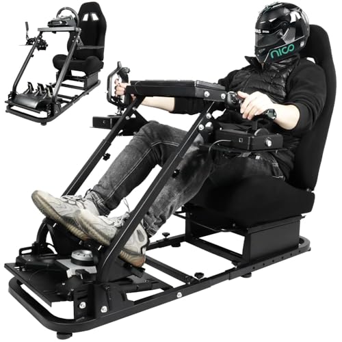 Dardoo Flight Sim Cockpit With Seat Adjustable Racing Wheel Stand for Driving and Flight Fit for Thrustmaster T80 T150 HOTAS Warthog, for Logitech G920 G923 Without Wheel Shifter and Pedal