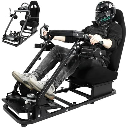 Dardoo Flight Sim Cockpit With Seat Adjustable Racing Wheel Stand for Driving and Flight Fit for Thrustmaster T80 T150 HOTAS Warthog, for Logitech G920 G923 Without Wheel Shifter and Pedal