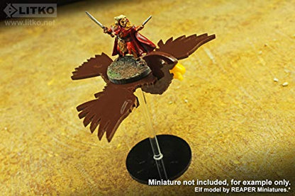 LITKO Hawk Character Mount | Compatible with D&D & Pathfinder | Brown acrylic hawk mount | 50mm round base, clear peg | 30mm platform for hero | Requires glue assembly - style: Hawk