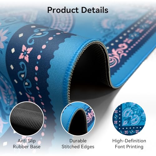 32.4x32.4 Inch Mandala Mahjong Mat with 3MM Noise Reduction | Rubber Anti Slip for Poker, Card, Board & Tile Games, Dominoes, Ships Rolled No Creases Mahjong Gifts - color: Peacock Blue