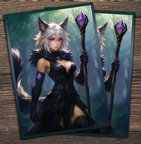 Anime Cat Warlock Card Sleeves 102 Pack – Compatible with MTG & TCGs – Perfect for Y'shtola, Night’s Blessed & Final Fantasy Commander Decks – Premium Card Game Sleeves for Magic - color: Anime Cat Warlock