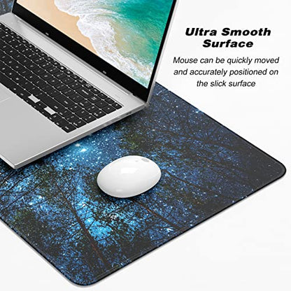 Extended Gaming Mouse Pad, XXL Large Mouse Mat 30 x 14 Inch, Big Computer Keyboard Mousepad, Waterproof Desk Pad with Stitched Edges and Non-Slip Base for Women Office Gaming, Galaxy Tree - color: Galaxy Tree