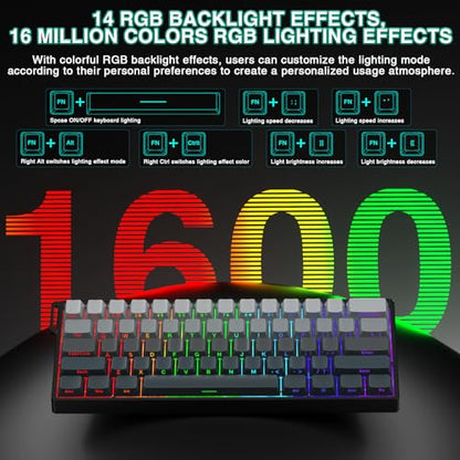 Aula WIN60 HE - 60% Mechanical Gaming Keyboard Wired, Hall Effect Magnetic Switch Hot Swappable,8000 Hz Polling Rate, RGB Keyboard 60 Percent Compact Design for PC (Gradient Gray) - color: Gradient Gray