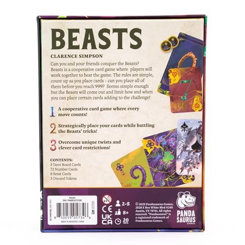 Beasts Card Game | Cooperative Teamwork, Strategy & Tension, Limited Communication Puzzle for Kids & Adults, Ages 12+, 2-6 Players, 30 Mins