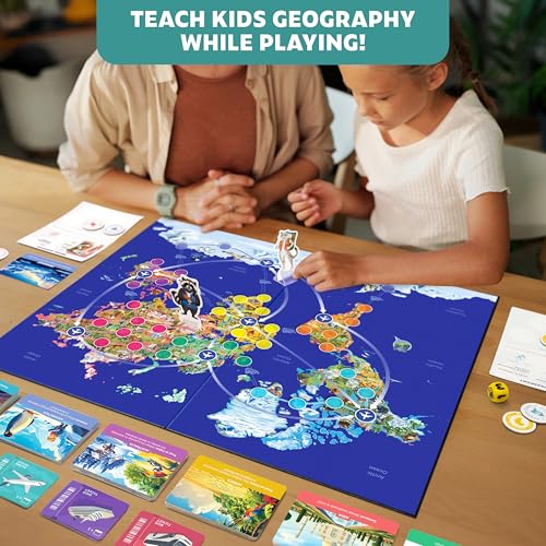Stamp It! World Tour, Educational Map Geography Board Game for Kids 8-12 | Family, classroom & homeschool essential, learning gift, travel across the world, collect stamps & practice geography trivia