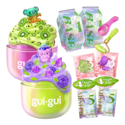 GUI GUI Fruity Glow Bundle Pack Slime Kit, Clear & Jelli Scented Slimes | DIY slime kit, slime play with clear pulls, jelli pops, plus a collectible figurine, birthday gifts for girls 6+ - style: Clear & Jelli