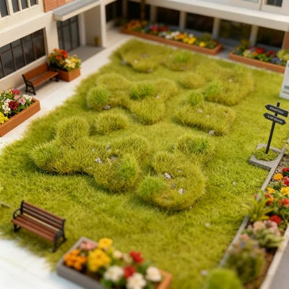 Static Grass Tufts Mat – 8 Peel-and-Play Pre-Cut Patches, Self-Adhesive Turf in Mixed Irregular Shapes for Diorama, Model Railway & Wargaming Terrain (1 Sheet) (Autumn Green) - color: Autumn Green