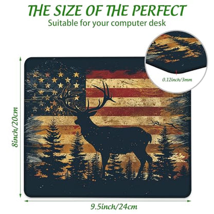 American Flag Wildlife Mouse Pad Square Mouse Mat Non-Slip Rubber Base Mousepad with Stitched Edge, Portable MousePads for Desk Computers Laptop Office, 9.5x8 Inches - color: American Flag Wildlife