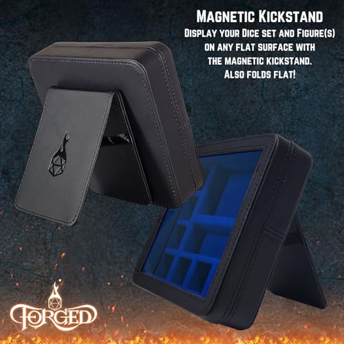 Forged Dice Co. RPG Character Shrine Display Case for Dice and DND Miniatures - Includes Travel Dice Tray and Display Lid - Compatible with Dungeons and Dragons Dice and Miniatures - Blue - color: Blue