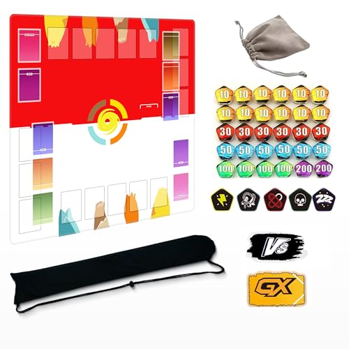 Trading Card Game Playmat – 2-Player Trainer Mat with 37 Damage Counters and Professional Storage Bag (Style 2) - color: Style 2