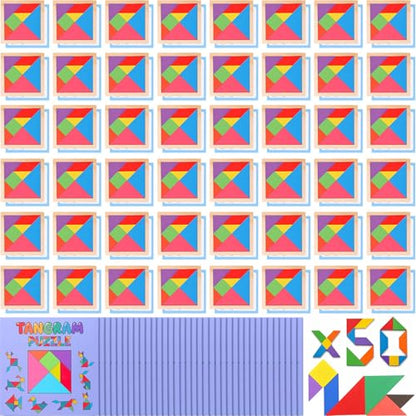 Dunzoom 50 Pack Wooden Tangram Puzzle for Kids, Bulk Party Favors and Classroom Rewards, Stem Learning Jigsaw Games, Educational Brain Teaser Toys, Goodie Stuffers for Ages 4-8 (Pastel Pink Purple) - color: Pastel Pink Purple