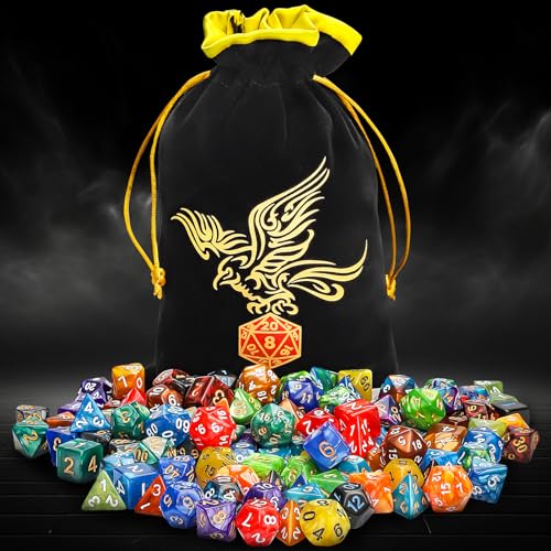 QMay DND Dice Set - 20x7 (140 Pieces) Polyhedral Dice, 20 Colors D&D Dice for Dungeons and Dragons Tabletop Role-Playing Games with 1 Drawstring Bag - color: 20 Sets-140pcs