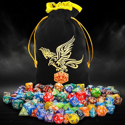 QMay 20 Sets Polyhedral Dice - 140 Pcs (20 X 7) DND Dice + 1 Large Dice Bag | 20 Colors D4 D6 D8 D10 D% D12 D20, Great for Dungeons&Dragons, MTG, Role Playing Table Games, Dice Goblins, RPG Players & DMs - color: 20 Sets-140pcs