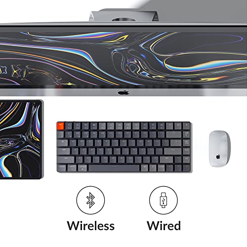 Keychron K3 75% Layout 84-Key Ultra-Slim Hot-Swappable Wireless Bluetooth Mechanical Keyboard with Low-Profile Keychron Optical Red Switch/White LED Backlight/USB Wired for Mac Windows-Version 2 - color: Low-profile Keychron optical red switch