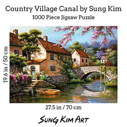Jigsaw Puzzle 1000 Piece for Adults (Country Village Canal) - color: Country Village Canal