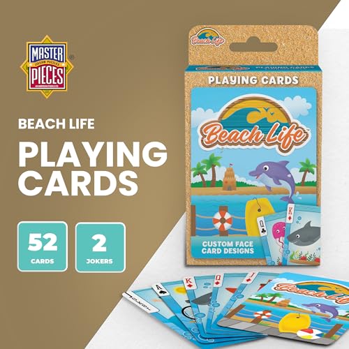 Masterpieces Beach Life Themed Cards - 54 Card Deck, Novelty Design for Adults & Unisex, Multi-Color, Nature Theme - style: Beach Life