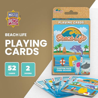 Masterpieces Beach Life Themed Cards - 54 Card Deck, Novelty Design for Adults & Unisex, Multi-Color, Nature Theme - style: Beach Life