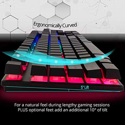 Orzly Gaming Keyboard RGB USB Wired Rainbow Keyboard Designed for PC Gamers, PS4, PS5, Laptop, Xbox, Nintendo Switch, RX-250 Hornet Edition - color: Black