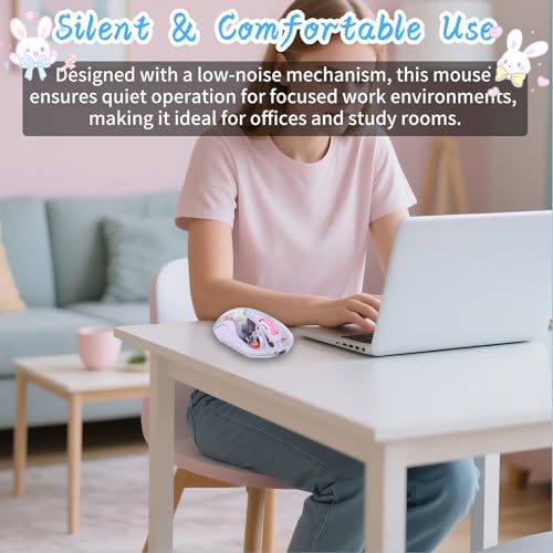 elec Space Cute Wireless USB C Mouse - Bluetooth Triple Mode Rechargeable Cartoon Mouse for Laptops, iPads & MacBook Air/Pro - Silent Operation, Portable Design, Unique Magnetic Character (Purple) - color: Purple