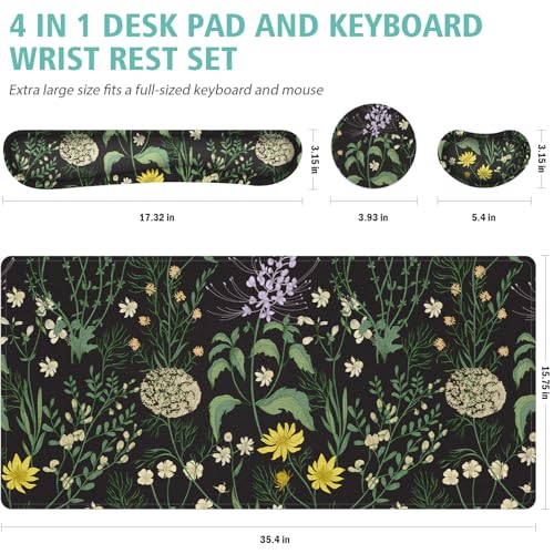 Desk Mat, Mouse Pad with Wrist Rest,4-in-1 Large Mouse Pads for Desk,Computer Ergonomic Mousepad with Wrist Support for Keyboard and Mouse(Grass) - color: Grass