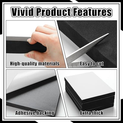 4 Pcs 1" Thick Foam Padding Sheet with Adhesive Backing Block | 16 Inch x 12 Inch, Closed Cell, Self Stick Neoprene Insulation Foam Sheet, Black, for Furniture Cars Speakers - color: Black, size: 1 Inch Thick, 16 x 12 Inches