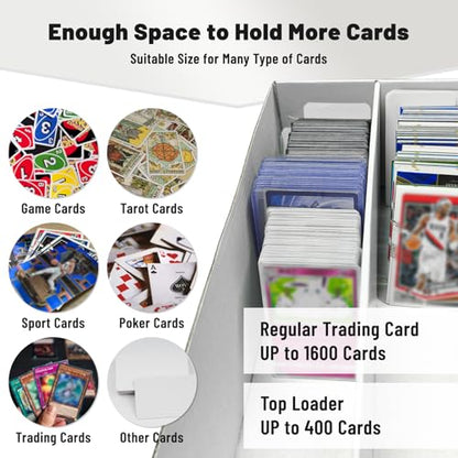 NUMINA 6 Pack 2-Row Large Card Storage Boxes, Holds up to 1800 Cards per Box (10800 Total), Heavy-Duty Cardboard Organizer with Dividers for MTG, Toploader & Sports Cards - size: 6 Pack