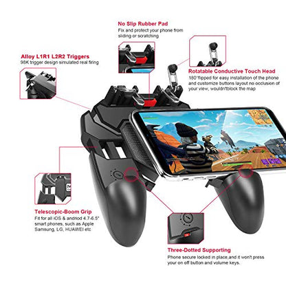 DELAM Mobile Game Controller for iPhone & Android, Pubg Mobile Controller Phone Triggers for Gaming, Gaming Grip Joystick Gamepad Shoot Aim Keys for 4.7-6.5" Phone - color: PUBG Controller with 4 Triggers
