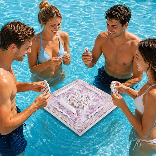 19x19 Inches Mahjong Floating Game Table for Pool Adults Pool Games Tray for Mahjong Card Games Dominoes Poker Floater Tables for Indoor Outdoor Swimming Pool Hot Tub Lake(Pink) - color: Pink