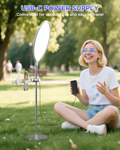 LED Ring Light with Stand 150cm, Professional 6000K Full-Screen Big Ring Lighting with Phone Holder, Selfie Lights for Studio Video Photography, TikTok, YouTube, Live Stream - color: Upgrade-Silver
