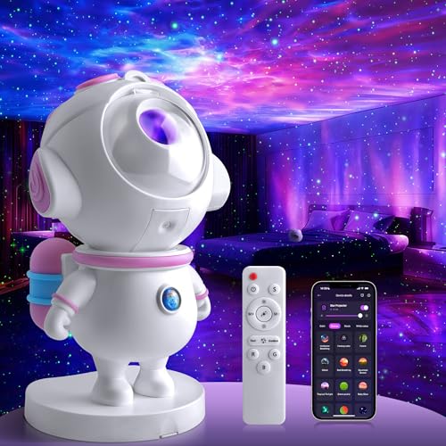 Star Projector Galaxy Night Light Projector,Astronaut Space Projector Starry Nebula Ceiling LED Lamp Light Projector Show for Party Bedroom Gaming Room Decor Aesthetic,Girls Boys Christmas Gift (Pink) - color: Pink
