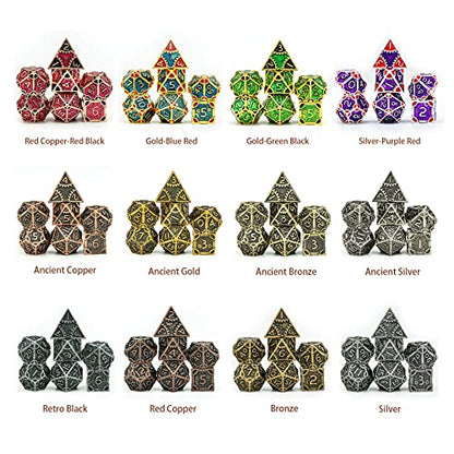UDIXI Metal DND Dice Set 7PCS Polyhedral Dice Set for D&D Role Playing Game | Ancient Bronze, Steampunk Gear Carved, Solid Metal, Metal Gift Box, DM Gift, for Dungeons and Dragons RPG Tabletop Games - color: Gear-antique Bronze