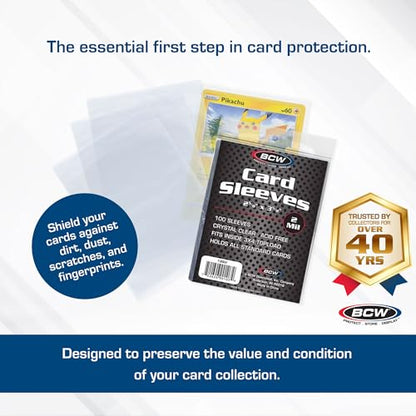 BCW Standard Penny Sleeves – 500 Count | 2-5/8" x 3-5/8" Crystal Clear, Acid-Free | for Trading Cards – Baseball, Basketball, Football, Hockey, Pokémon, MTG - color: 500 Pack