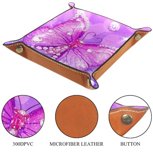 Pink Butterfly Dice Tray PU Leather Dice Rolling Tray Folding Dice Holder for Dice Games, Like RPG, DND and Other Table Games - color: Multi 2