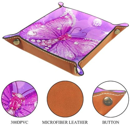Pink Butterfly Dice Tray PU Leather Dice Rolling Tray Folding Dice Holder for Dice Games, Like RPG, DND and Other Table Games - color: Multi 2