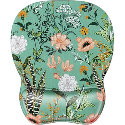 MROCO Ergonomic Mouse Pad Gel Wrist Rest, 9.4 x 8.1 in, Garden Whispers | Ergonomic Shape Design, Multiple Pattern Options, Gel Wrist Comfort, Smooth Lycra Surface, Non-Slip PU Base - color: Garden Whispers