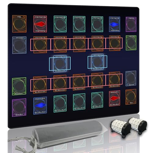 Stitched for Yugioh Playmat, 2-Player, Master Rule Duel Field Zones, Large Card Game Mat, Original Art Designs & Accessories (Basic4) - color: Basic4