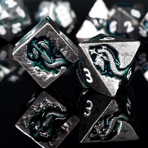 RULE DICE Serpent's Cunning DND Dice Set - Metal Dungeons and Dragons Dice for Players & DMS - Balanced Polyhedral D&D Dice, Unique D and D Gift for GMS and Players - color: Ld-antique Nickel