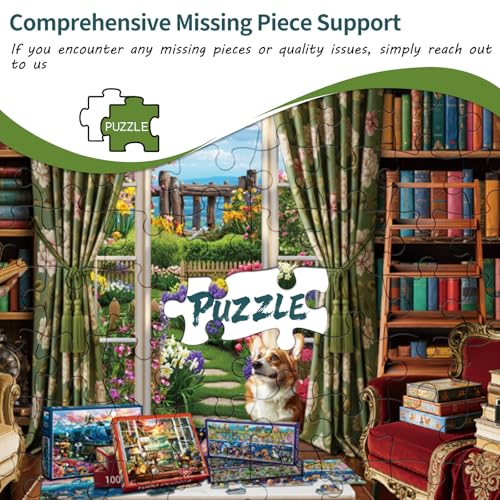 HUADADA-Cozy Library Books-Jigsaw Puzzles for Adults 1000 Pieces, Interlock Perfectly No Dust, Impossible Difficult Hard Fun 1000 Piece Jigsaw Puzzles for Adults-1:1 Poster - color: Cozy Library Books